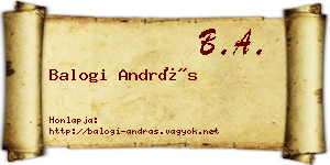 Balogi András névjegykártya
